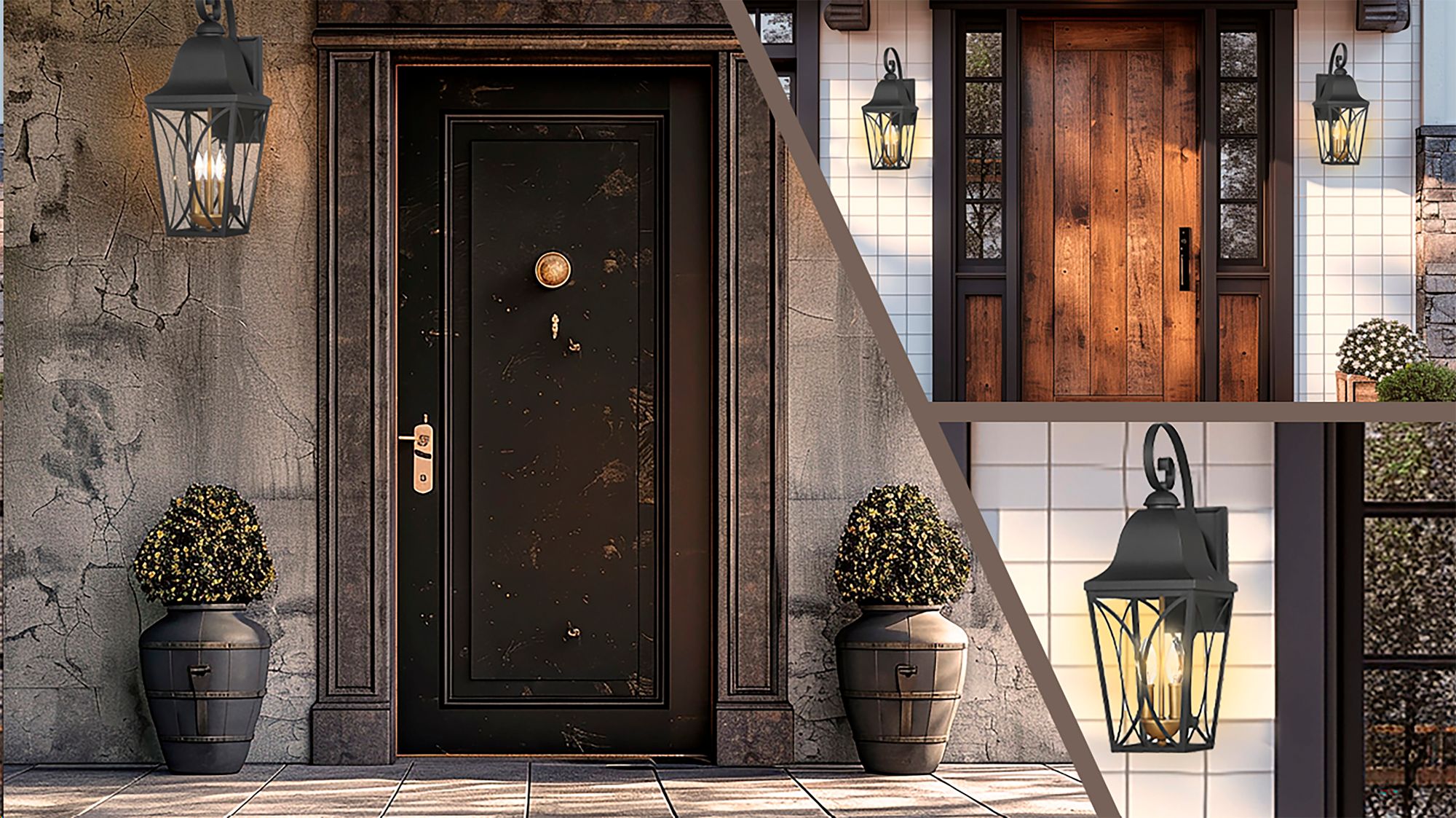 Great Outdoors Cardigan 4-Light 11-in Black and Brass Outdoor Wall Mount