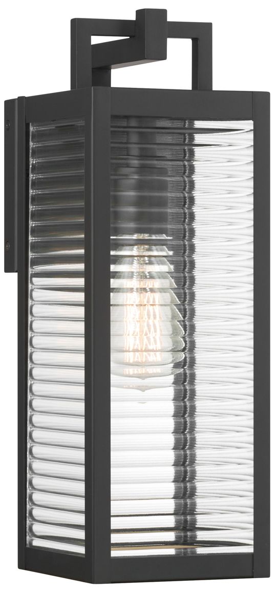Great Outdoors Edgewood 1-Light 16-in Dark Matte Black Outdoor Wall Light
