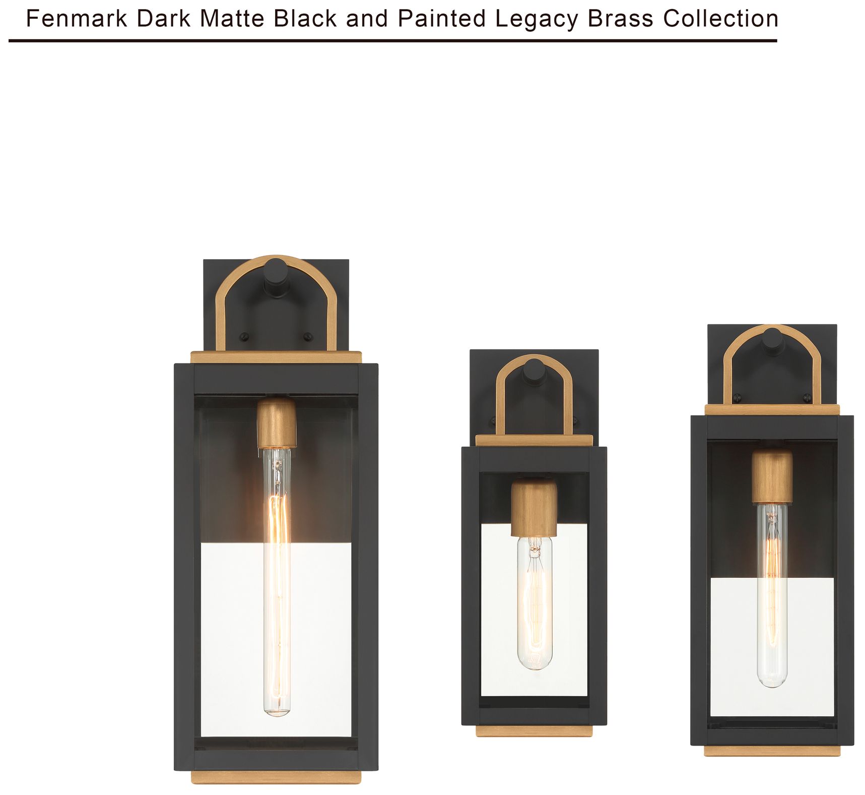 Great Outdoors Fenmark 1-Light 16-in Black and Brass Outdoor Wall Lantern