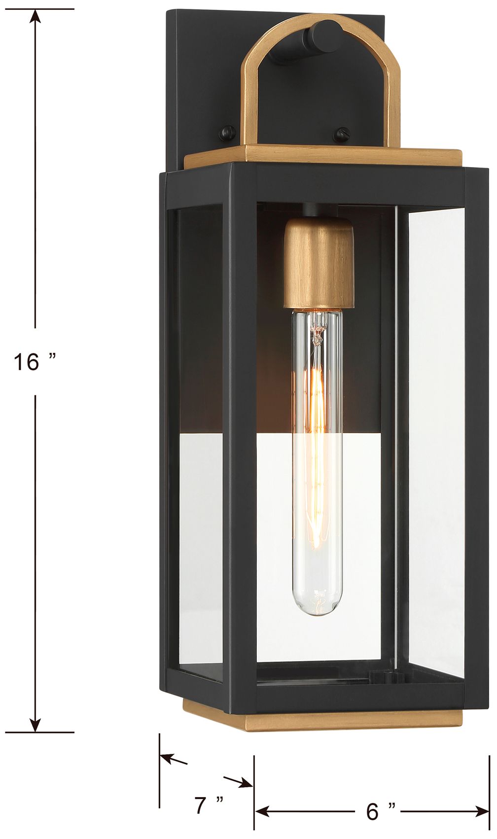 Image 6 Great Outdoors Fenmark 1-Light 16-in Black and Brass Outdoor Wall Lantern more views