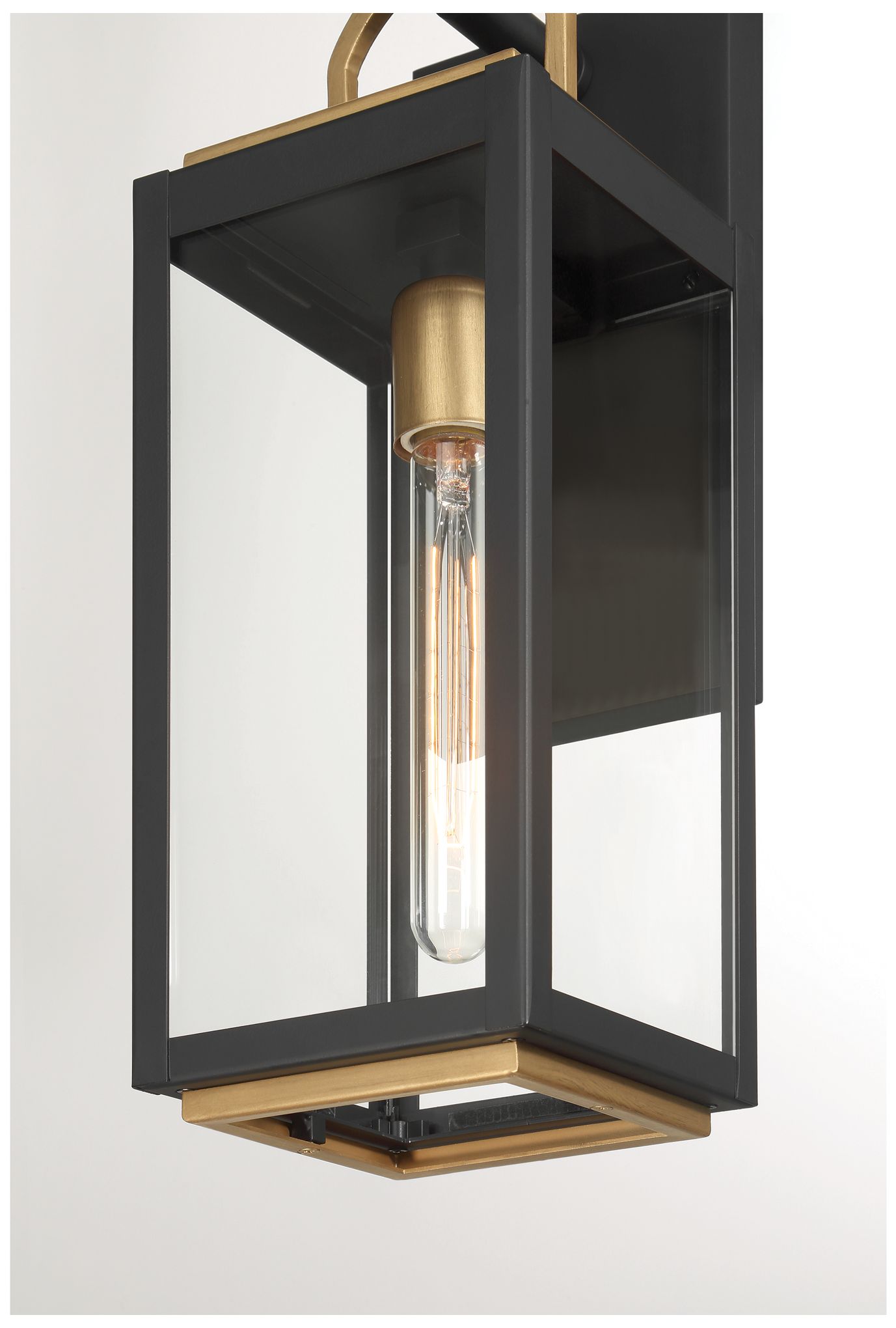 Image 7 Great Outdoors Fenmark 1-Light 16-in Black and Brass Outdoor Wall Lantern more views