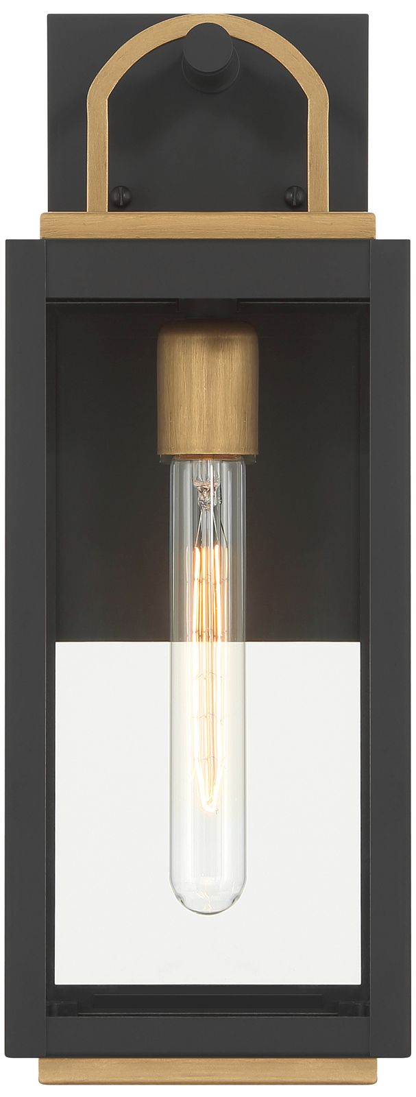 Great Outdoors Fenmark 1-Light 16-in Black and Brass Outdoor Wall Lantern