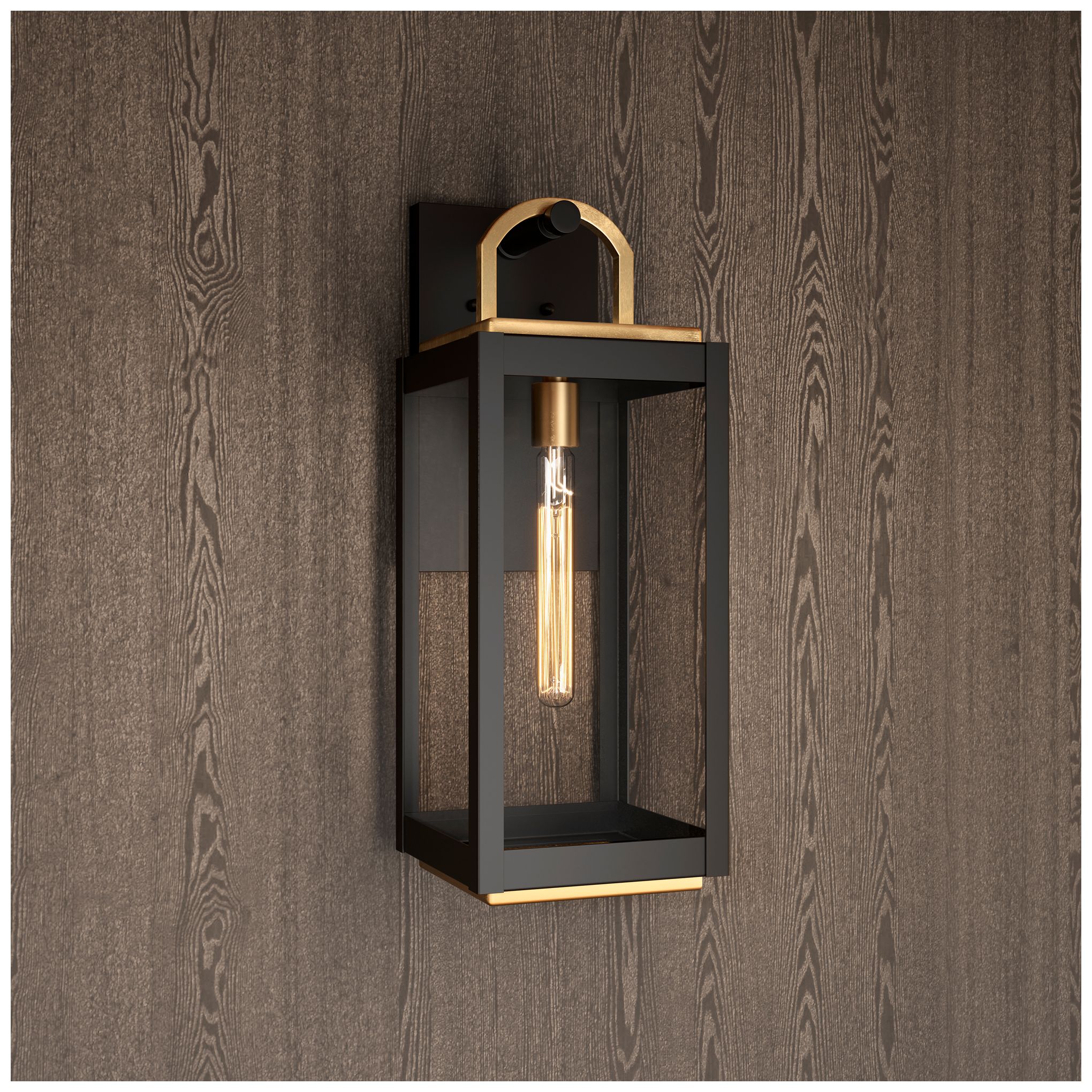 Image 2 Great Outdoors Fenmark 1-Lt 21.25-in Black and Brass Outdoor Wall Lantern more views