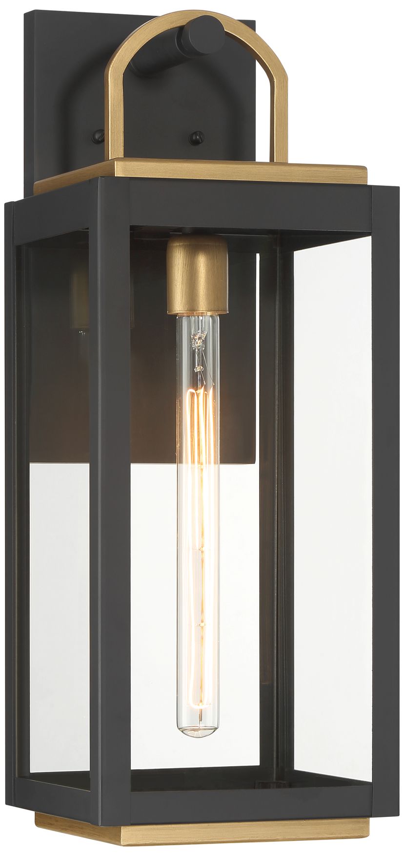 Image 3 Great Outdoors Fenmark 1-Lt 21.25-in Black and Brass Outdoor Wall Lantern more views