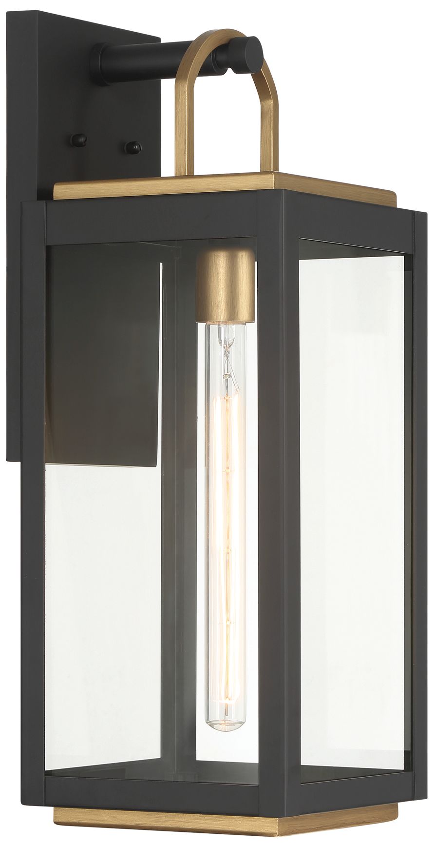 Image 5 Great Outdoors Fenmark 1-Lt 21.25-in Black and Brass Outdoor Wall Lantern more views