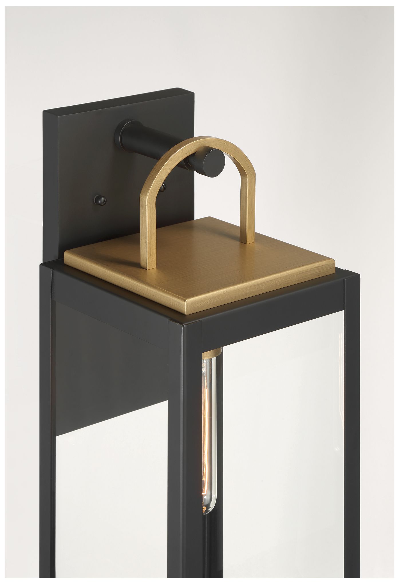 Image 7 Great Outdoors Fenmark 1-Lt 21.25-in Black and Brass Outdoor Wall Lantern more views