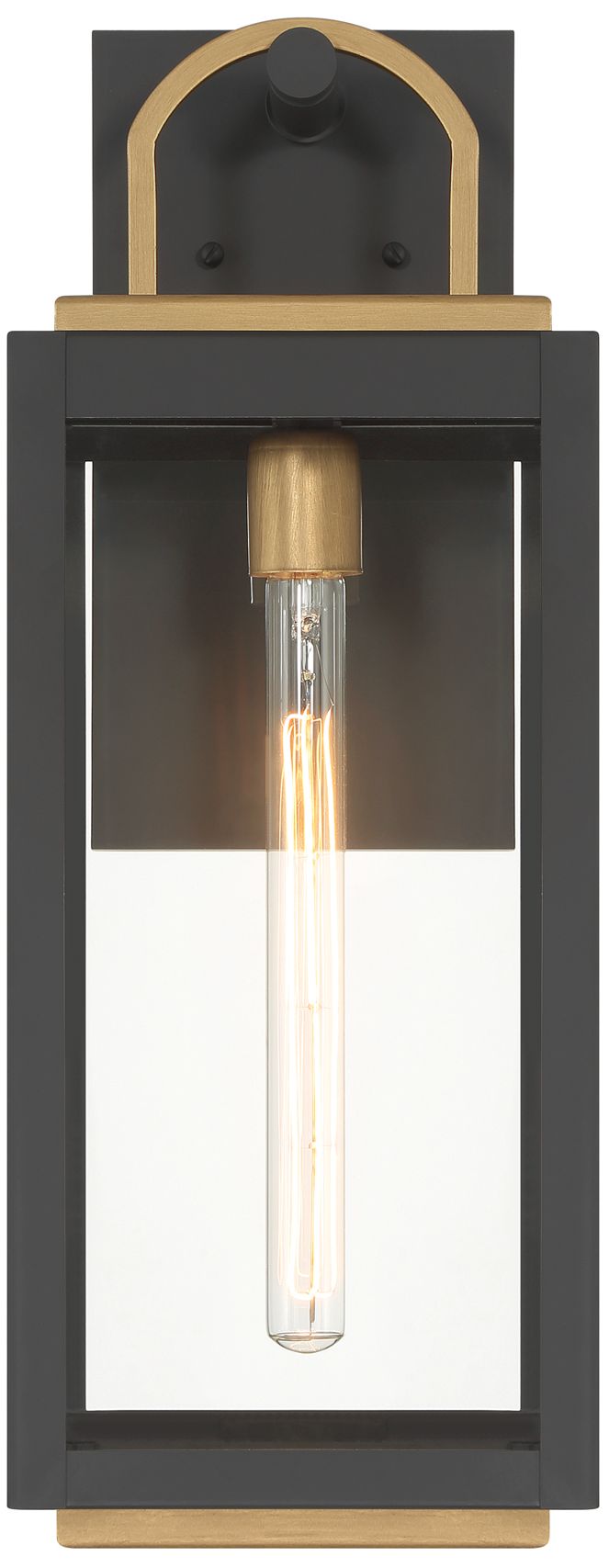 Great Outdoors Fenmark 1-Lt 21.25-in Black and Brass Outdoor Wall Lantern