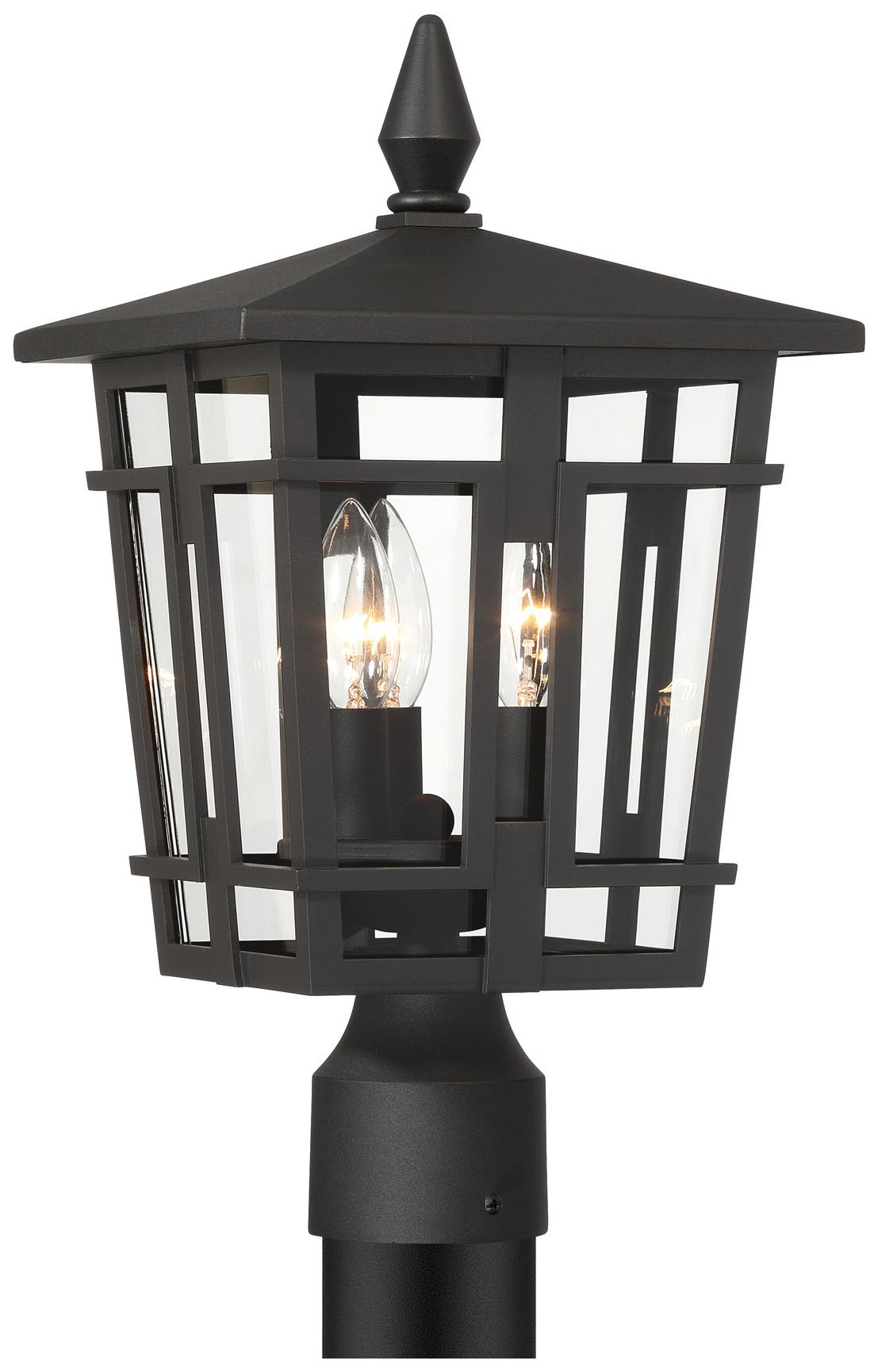 Great Outdoors Fieldstone 3-Light 9-in Sand Coal Black Outdoor Post Mount