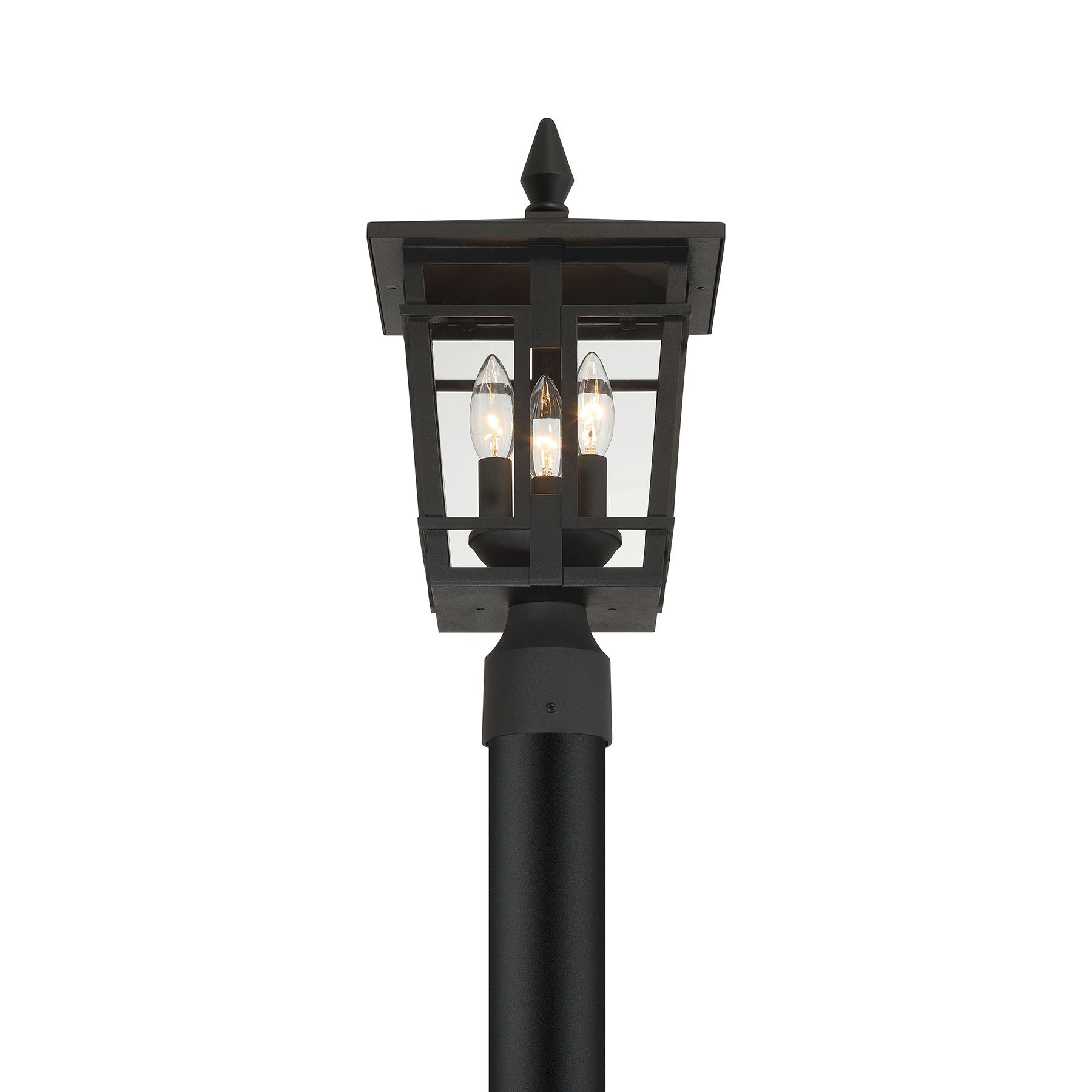 Image 2 Great Outdoors Fieldstone 3-Light 9-in Sand Coal Black Outdoor Post Mount more views