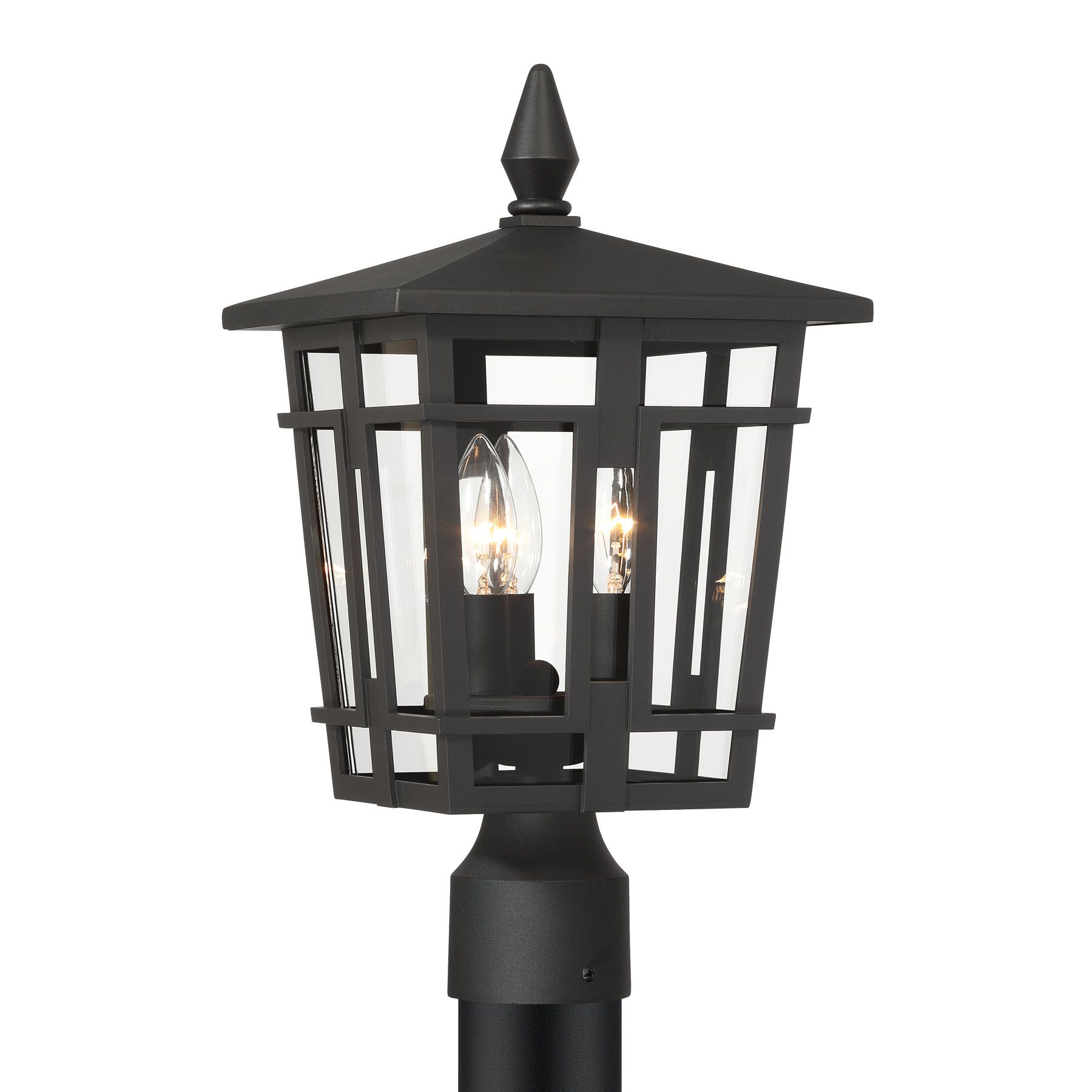 Image 4 Great Outdoors Fieldstone 3-Light 9-in Sand Coal Black Outdoor Post Mount more views