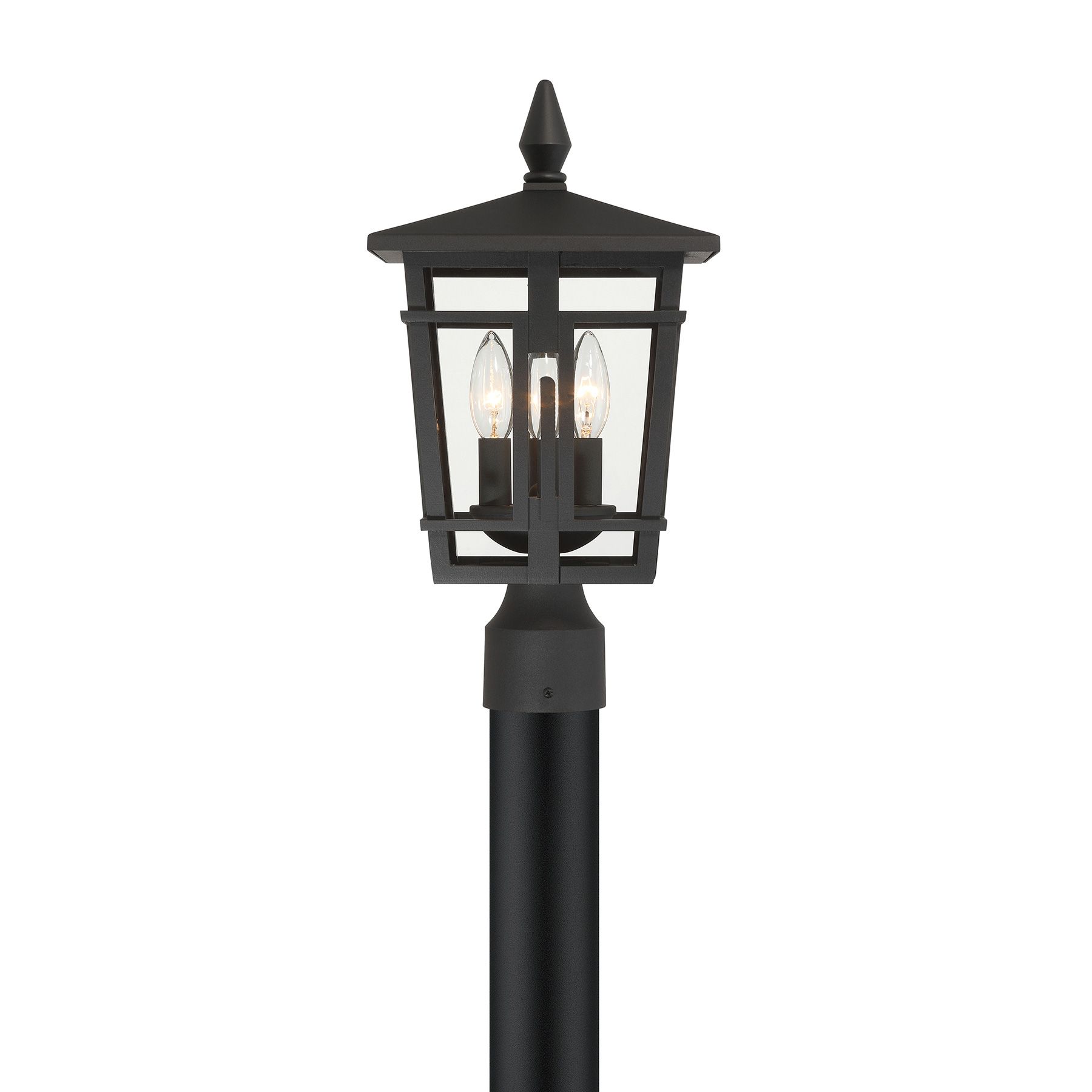 Image 6 Great Outdoors Fieldstone 3-Light 9-in Sand Coal Black Outdoor Post Mount more views