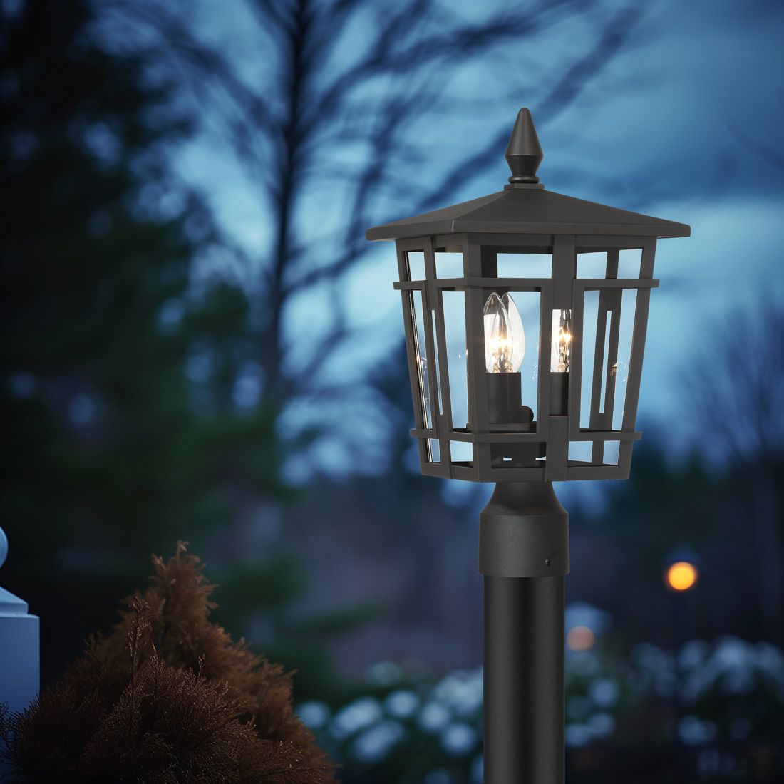 Image 7 Great Outdoors Fieldstone 3-Light 9-in Sand Coal Black Outdoor Post Mount more views