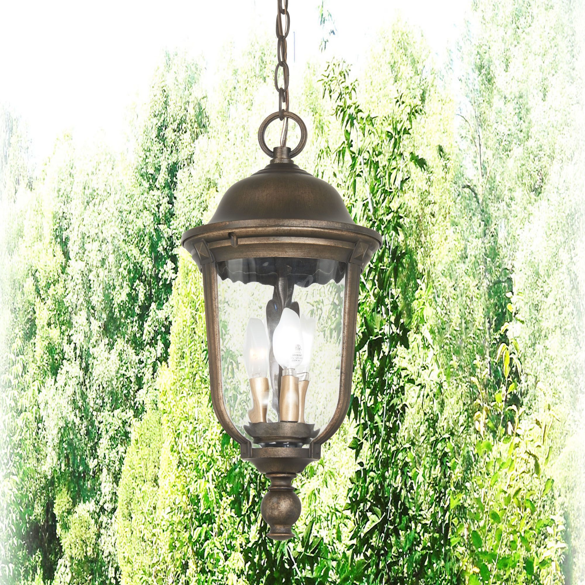 Image 5 Great Outdoors Havenwood 3-Light 19.88-in Bronze and Silver Outdoor Pendant more views