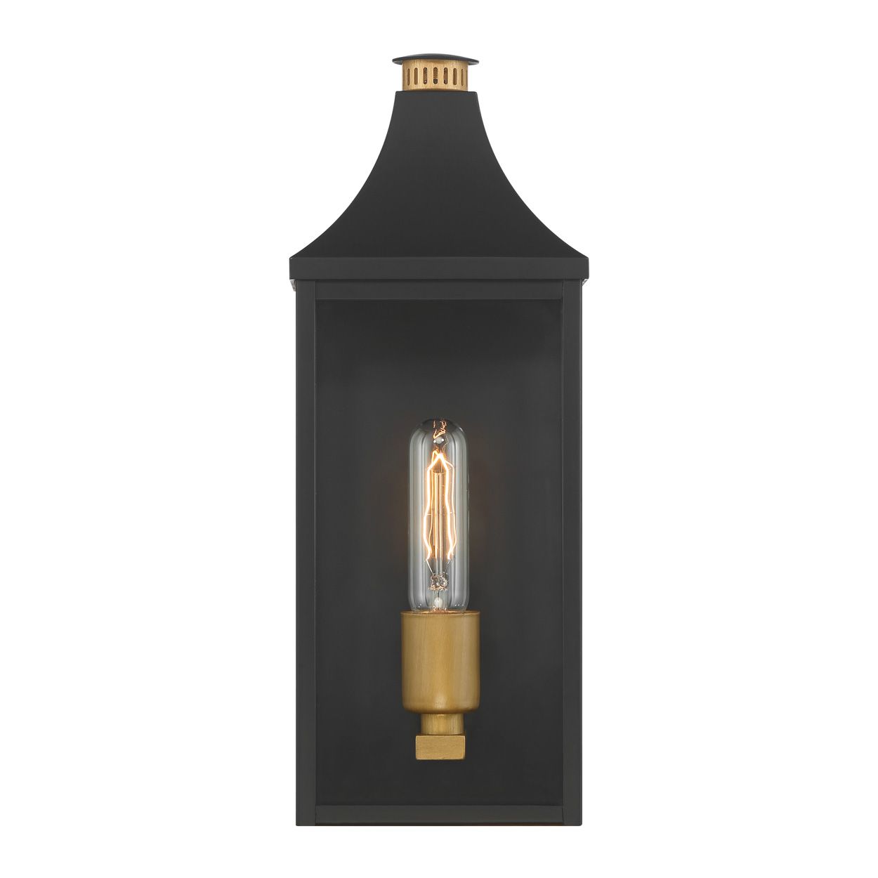 Image 2 Great Outdoors Hurstborne 1-Light 6-in Black and Brass Outdoor Wall Light more views