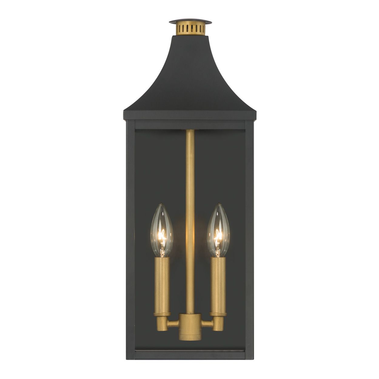 Thumbnail2 of Great Outdoors Hurstborne 2-Lt 18.25-in Black and Brass Outdoor Wall Light more views