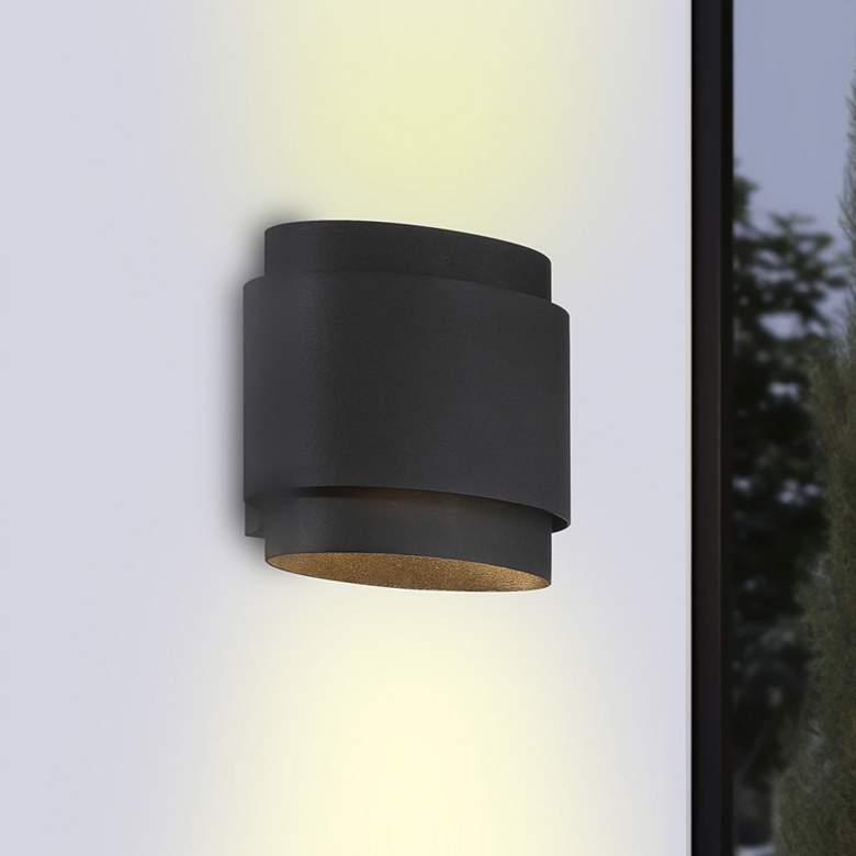 Image 1 Great Outdoors Ladner Lane 2-Light LED Sand Black Outdoor Wall Mount