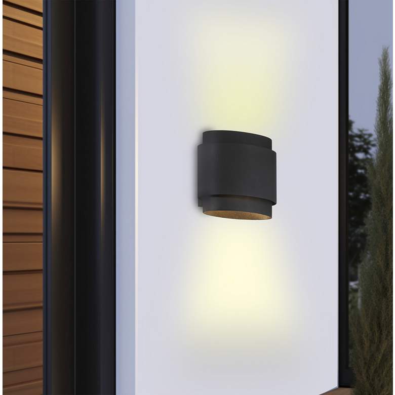 Image 3 Great Outdoors Ladner Lane 2-Light LED Sand Black Outdoor Wall Mount more views