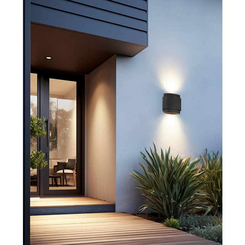 Image 5 Great Outdoors Ladner Lane 2-Light LED Sand Black Outdoor Wall Mount more views