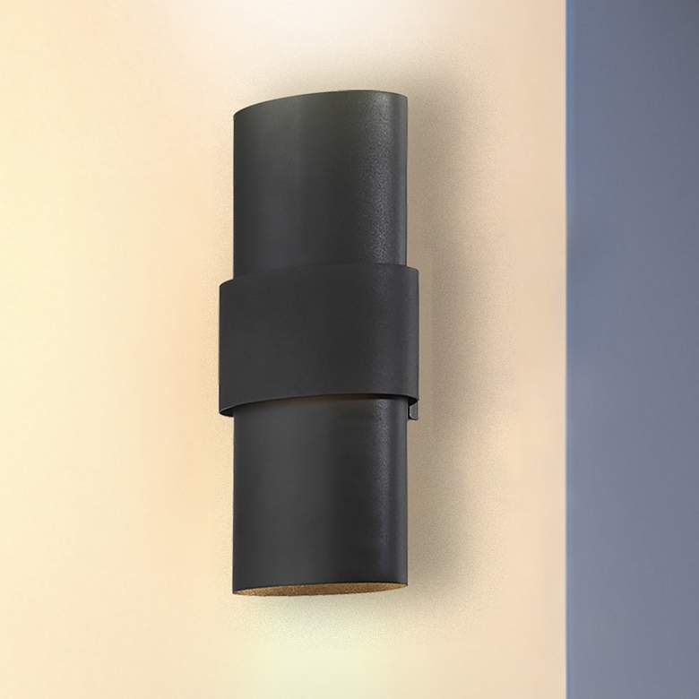 Image 1 Great Outdoors Ladner Lane 2-Light LED Sand Black Outdoor Wall Mount