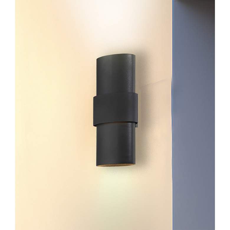 Image 3 Great Outdoors Ladner Lane 2-Light LED Sand Black Outdoor Wall Mount more views