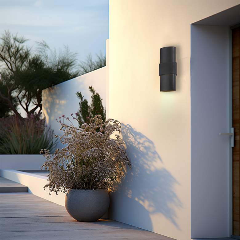Image 5 Great Outdoors Ladner Lane 2-Light LED Sand Black Outdoor Wall Mount more views