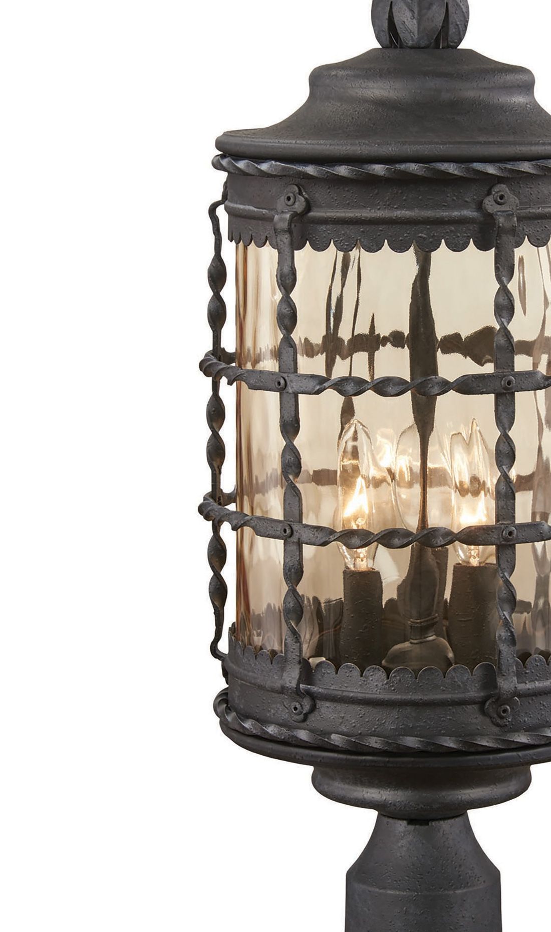 Image 5 Great Outdoors Mallorca 3-Light Spanish Iron Outdoor Cylinder Post Mount more views