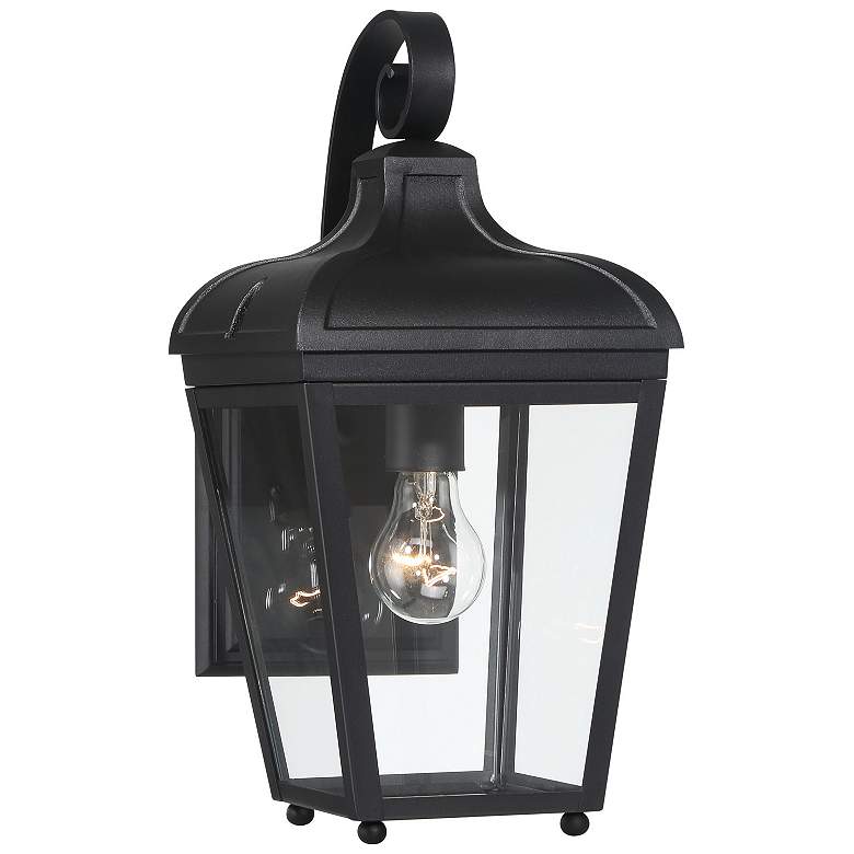 Image 1 Great Outdoors Marquee 1-Light 8-in Black Outdoor Wall Mount with Shades
