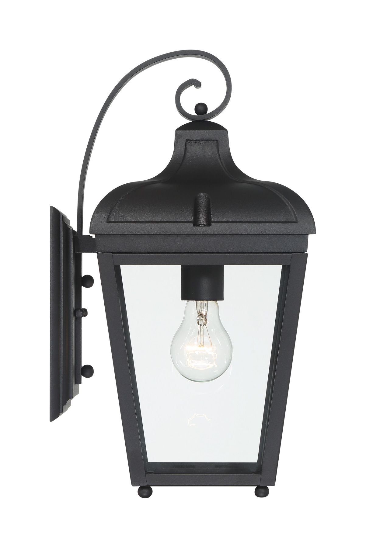 Great Outdoors Marquee 1-Light 8-in Black Outdoor Wall Mount with Shades