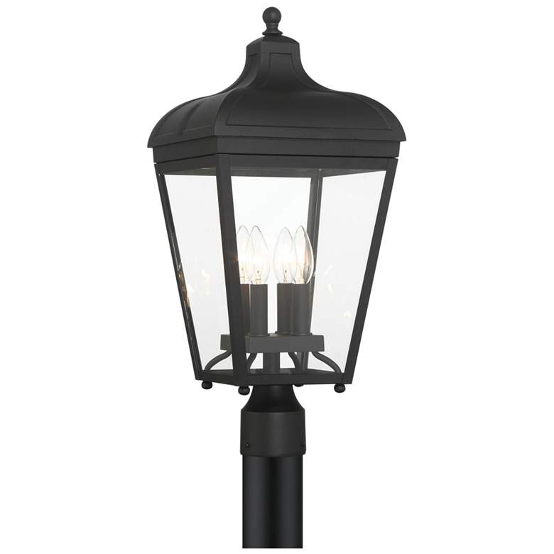 Image 1 Great Outdoors Marquee 4-Light 10-in Black Outdoor Post Mount with Shades