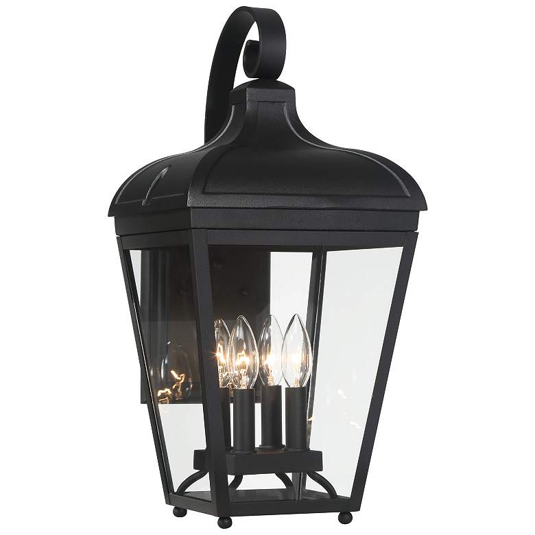 Image 2 Great Outdoors Marquee 4-Light 10-in Black Outdoor Wall Mount with Shades