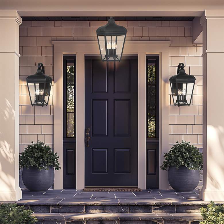 Image 6 Great Outdoors Marquee 4-Light 10-in Black Outdoor Wall Mount with Shades more views