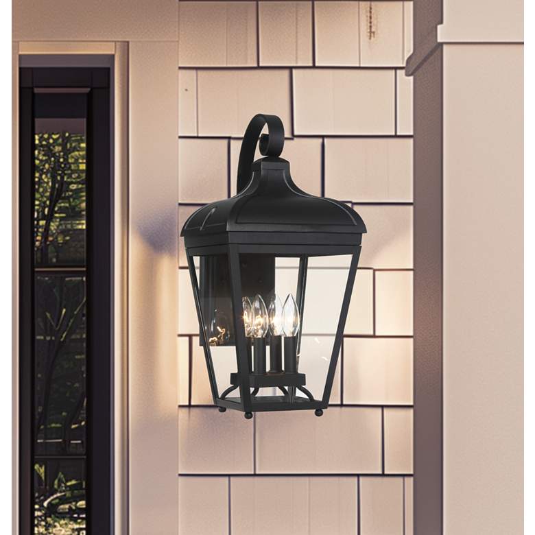 Image 7 Great Outdoors Marquee 4-Light 10-in Black Outdoor Wall Mount with Shades more views