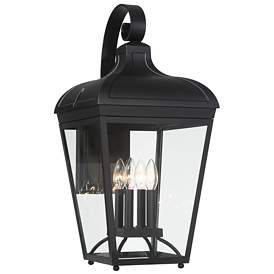 Image1 of Great Outdoors Marquee 4-Light 12-in Black Outdoor Wall Mount with Shades