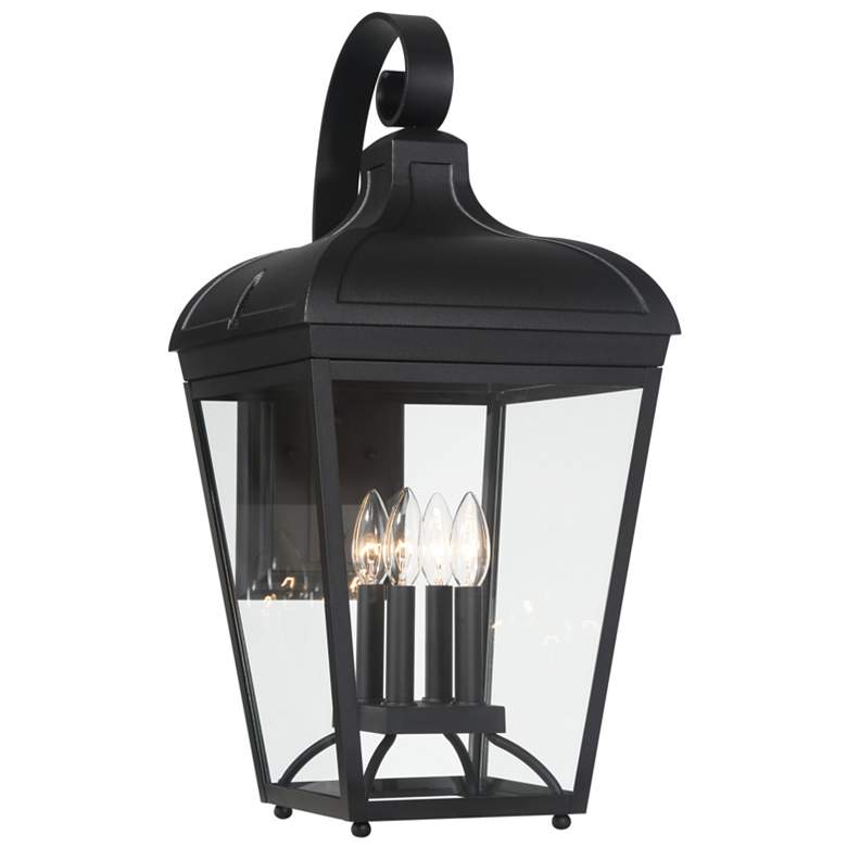 Image 1 Great Outdoors Marquee 4-Light 12-in Black Outdoor Wall Mount with Shades