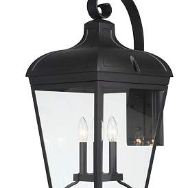 Image2 of Great Outdoors Marquee 4-Light 12-in Black Outdoor Wall Mount with Shades more views