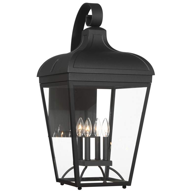 Image 1 Great Outdoors Marquee 4-Light 14-in Black Outdoor Wall Mount with Shades
