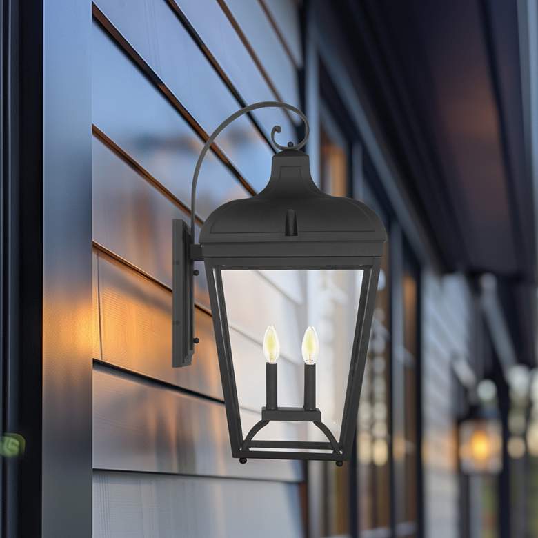 Image 5 Great Outdoors Marquee 4-Light 14-in Black Outdoor Wall Mount with Shades more views