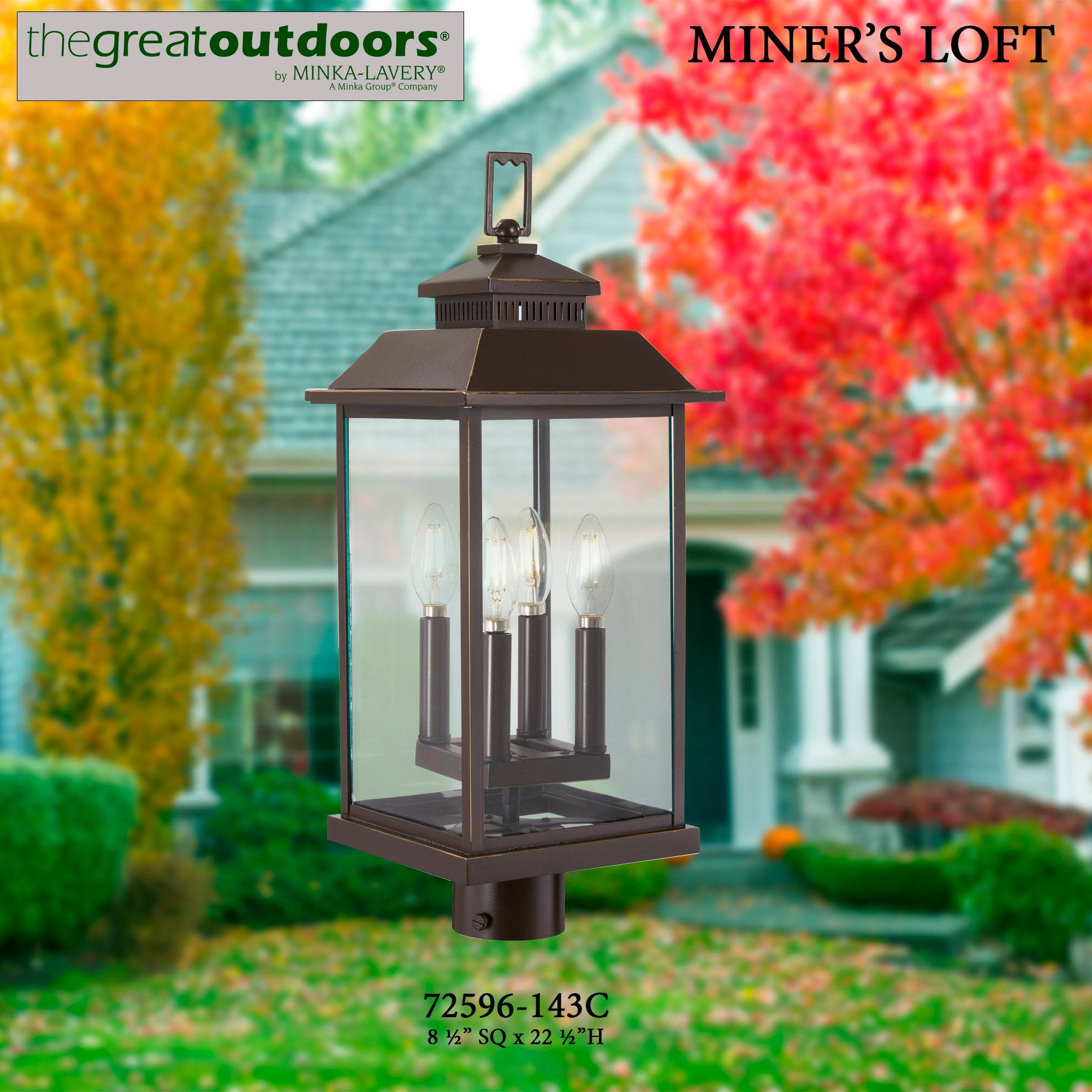 Image 6 Great Outdoors Miners Loft 4-Lt 22.5in Oil Rubbed Bronze Outdoor Post Mount more views