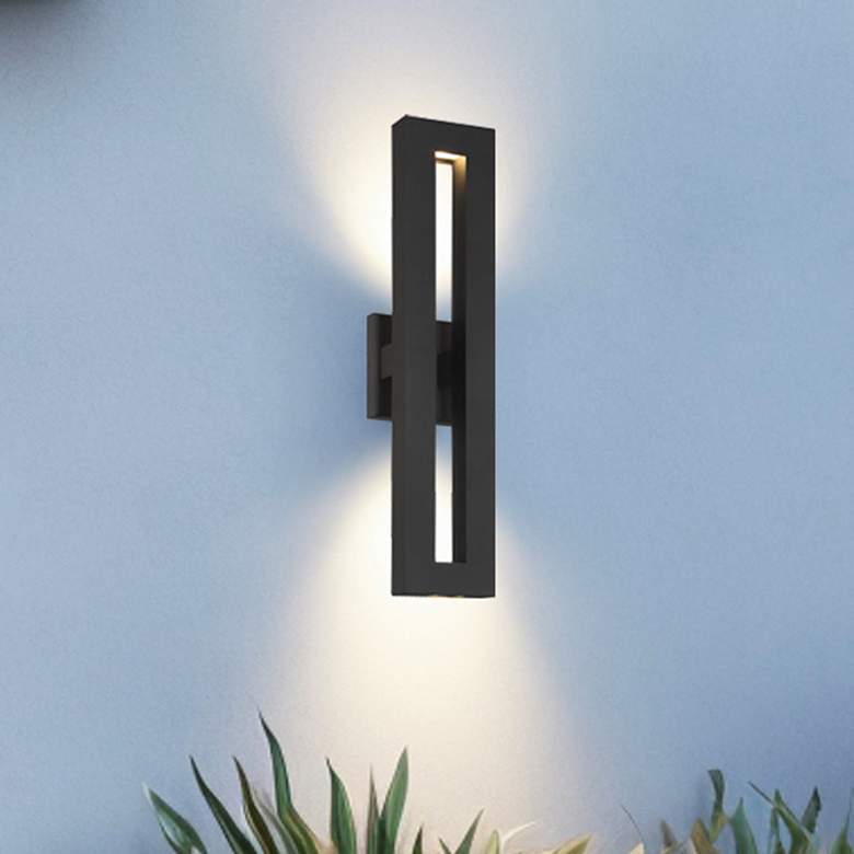 Image 1 Great Outdoors Paddock 1-Light 5-in Black Outdoor Wall Mount with Shade