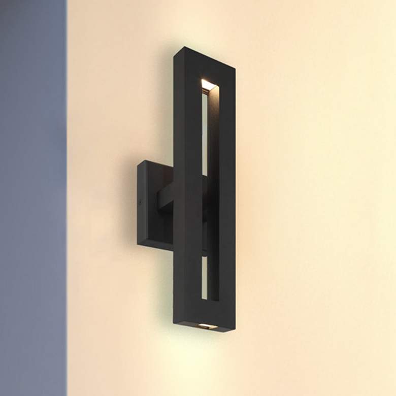 Image 1 Great Outdoors Paddock 1-Light 5-in Black Outdoor Wall Mount with Shades