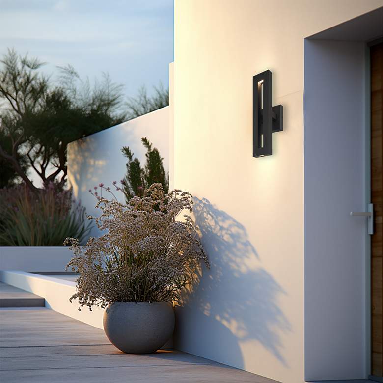 Image 7 Great Outdoors Paddock 1-Light 5-in Black Outdoor Wall Mount with Shades more views