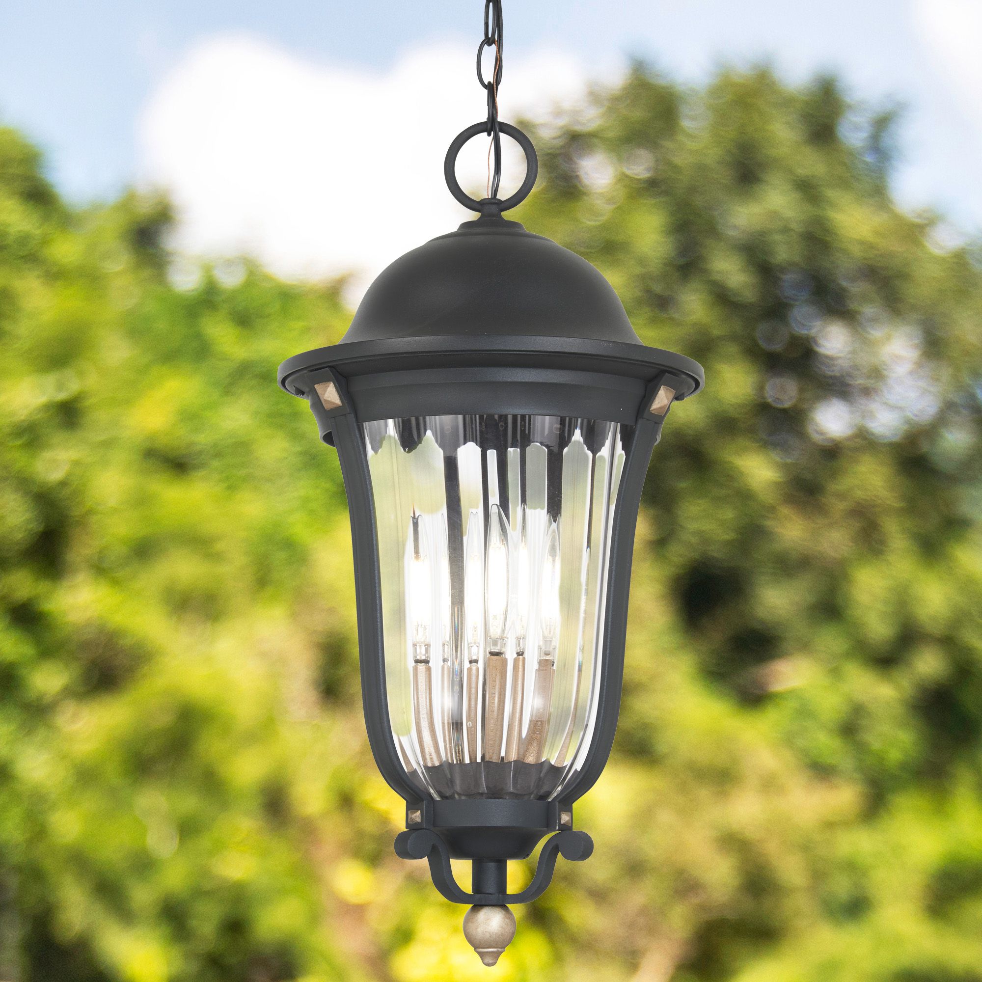 Image 6 Great Outdoors Peale Street 4-Light Sand Coal Outdoor Pendant more views