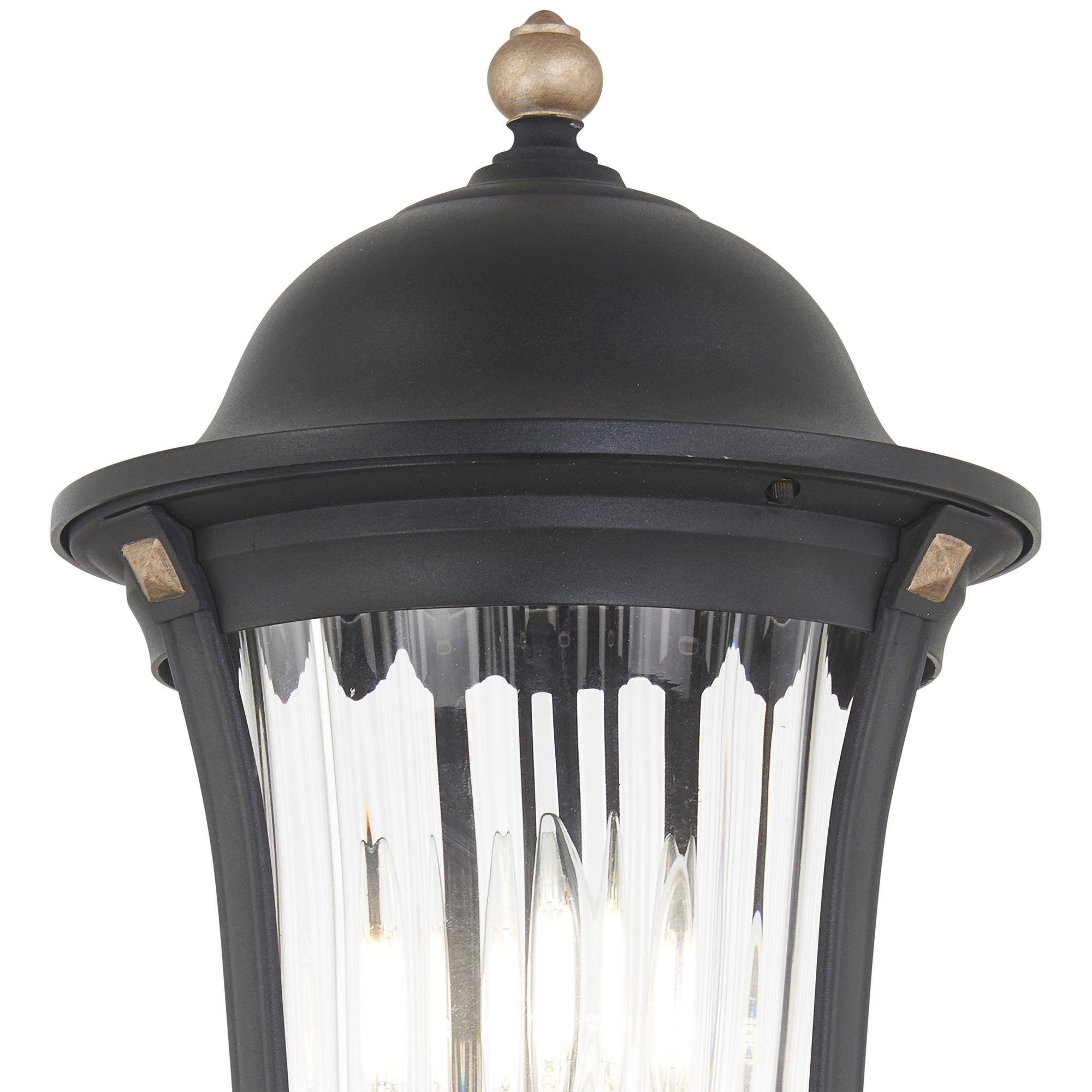 Image 3 Great Outdoors Peale Street 4-Lt Coal Black and Gold Outdoor Post Lantern more views