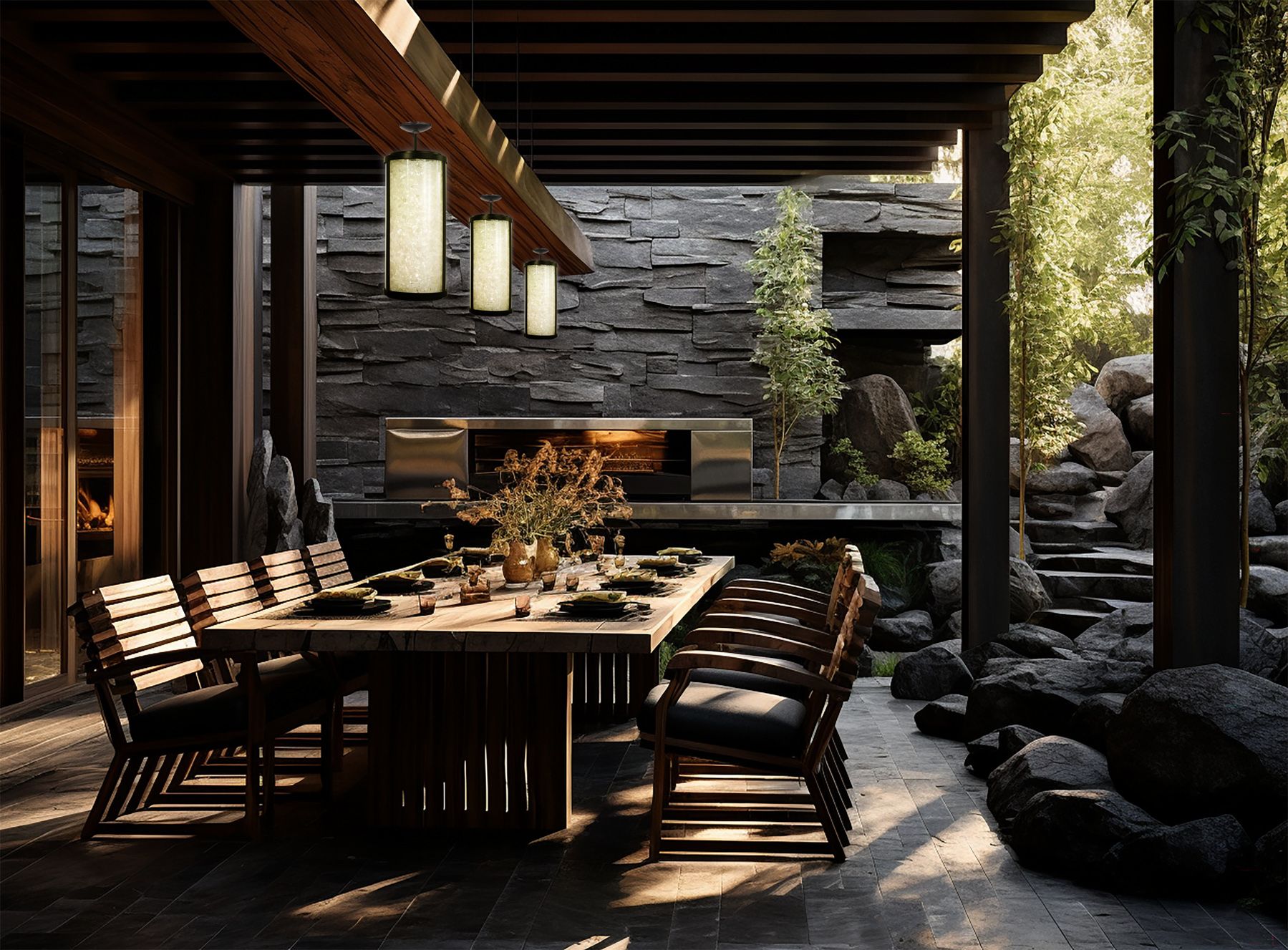 Image 4 Great Outdoors Salt Creek LED 13.13-in Outdoor Black Pendant with Shade more views