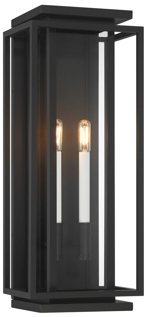 Great Outdoors Stratford 2-Light 20-in Matte Black Outdoor Wall Light
