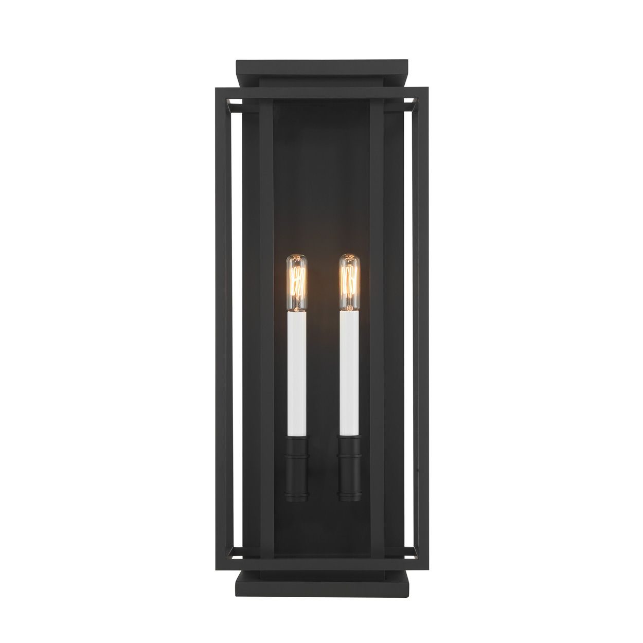 Image 2 Great Outdoors Stratford 2-Light 20-in Matte Black Outdoor Wall Light more views