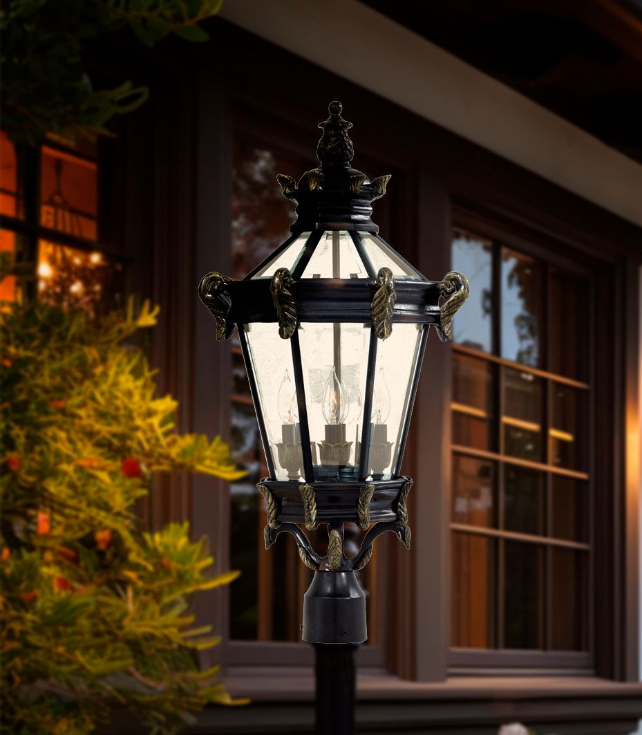 Image 3 Great Outdoors Stratford Hall 4-Lt 28-in Heritage Bronze Outdoor Post Mount more views