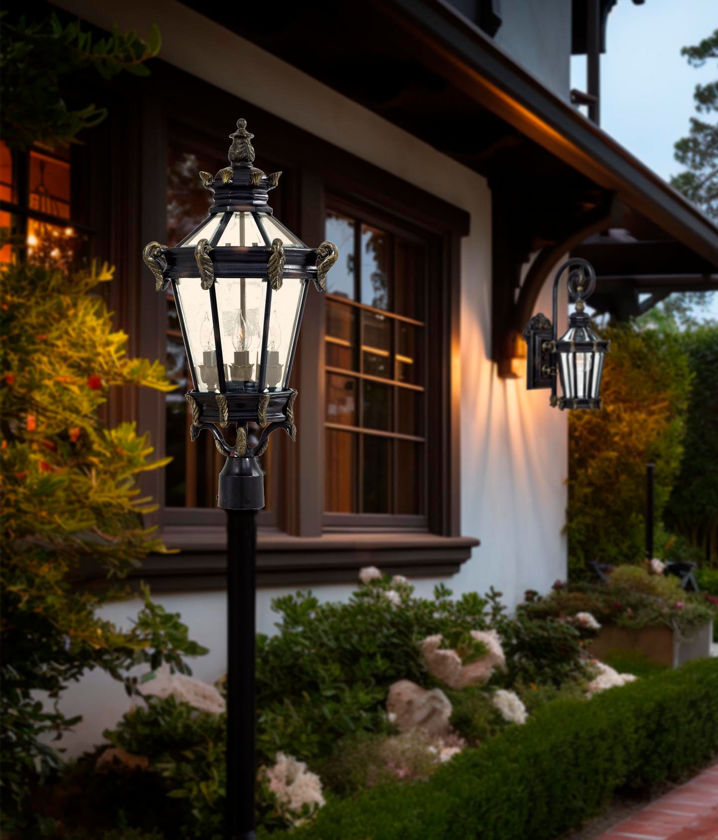 Image 4 Great Outdoors Stratford Hall 4-Lt 28-in Heritage Bronze Outdoor Post Mount more views