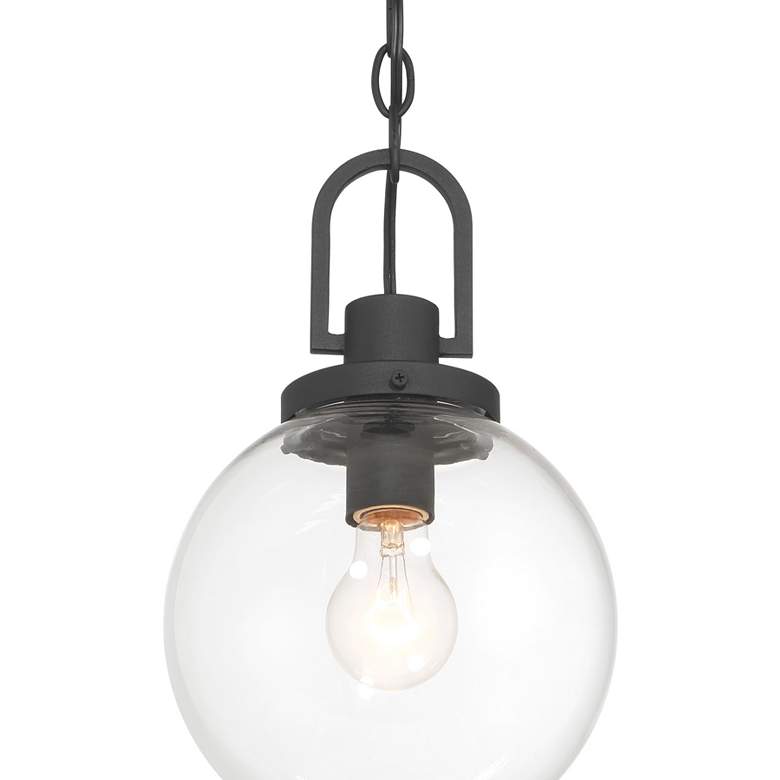 Image 2 Great Outdoors Wenston 1-Light 8-in Black Outdoor Pendant Light with Shades more views