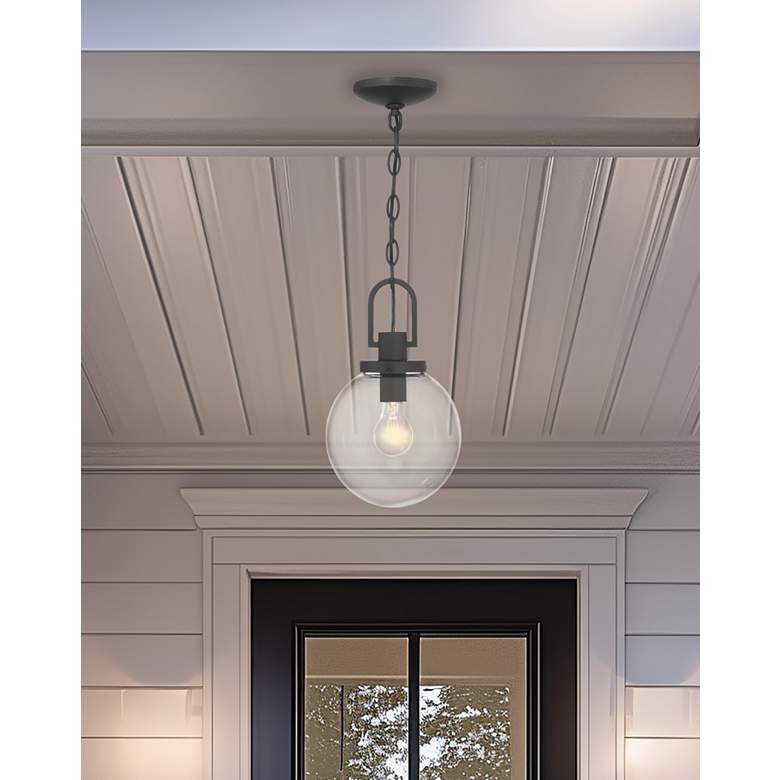 Image 5 Great Outdoors Wenston 1-Light 8-in Black Outdoor Pendant Light with Shades more views